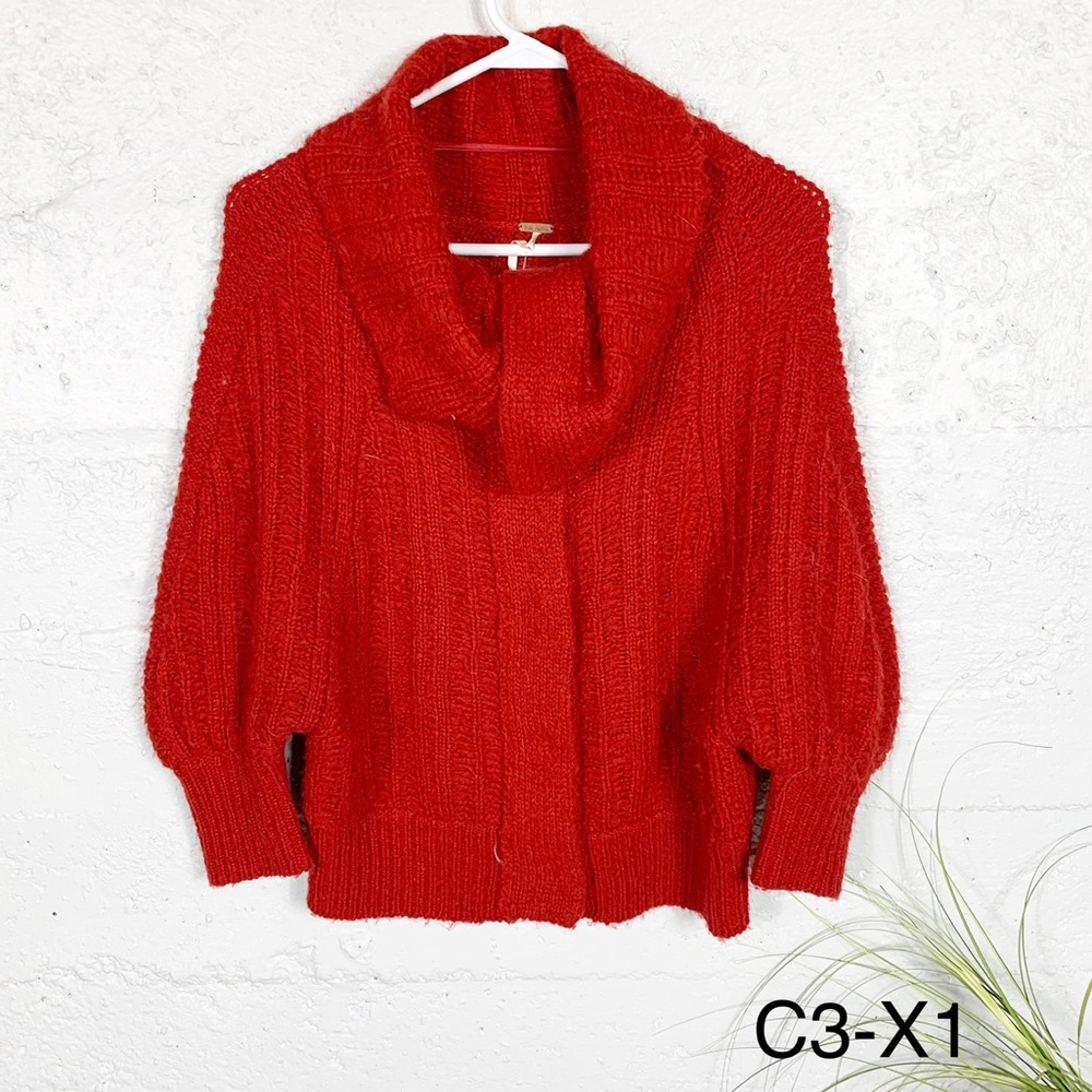 Free People Snap Button Cowl Neck Cardigan sweater